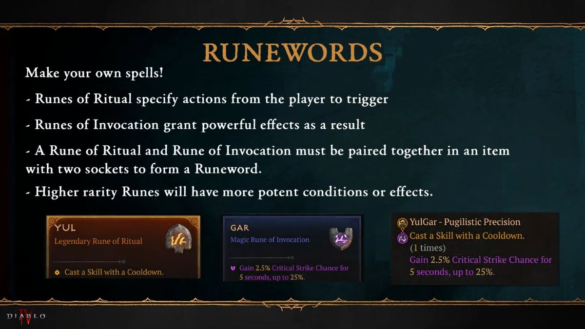 Runewords in Diablo 4: Vessel of Hatred