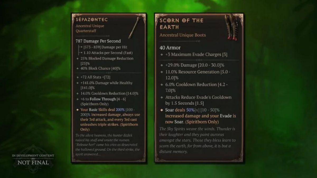 Spiritborn unique items in Diablo 4 Vessel of Hatred Mythic unique items in Diablo 4 Vessel of Hatred