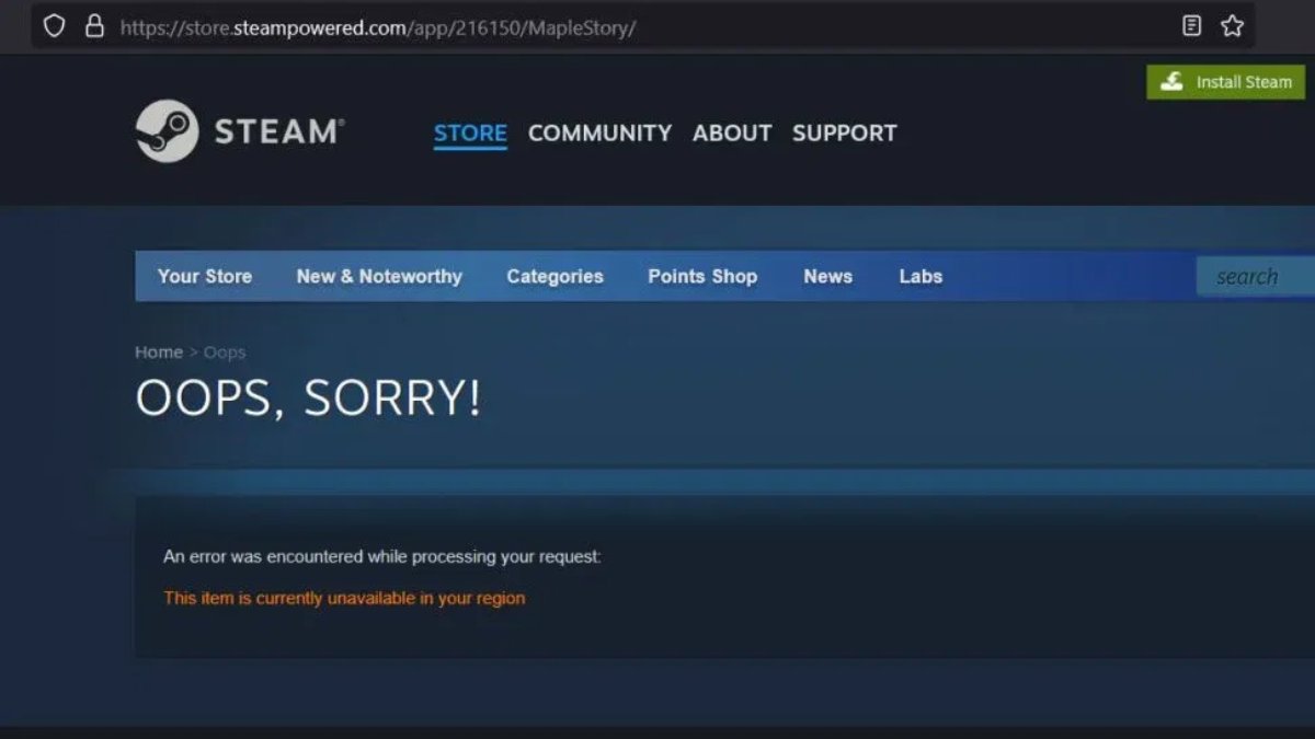 Maplestory not launching on steam