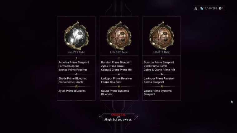 Warframe prime relics Warframe relic packs